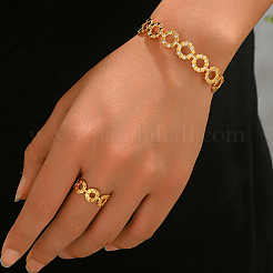 Elegant Brass Micro Pave Clear Cubic Zirconia Hollow Open Bangle & Ring Set for Women&nbsp;DL4385