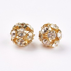 Brass Clear Rhinestone Beads&nbsp;RB-A017-8mm-G