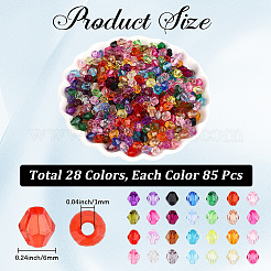 2380Pcs 28 Colors Transparent Acrylic Beads&nbsp;TACR-PA0001-34B
