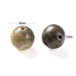 100Pcs 8mm Natural Fossil Coral Round Beads&nbsp;DIY-LS0002-34