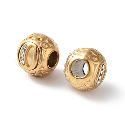 Ion Plating(IP) 304 Stainless Steel Rhinestone European Beads&nbsp;STAS-A092-10O-G
