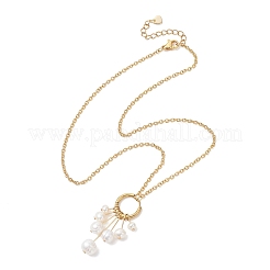 Natural Cultured Freshwater Pearl Potato Pendant 304 Stainless Steel Cable Chains Necklaces for Women&nbsp;NJEW-JN05922