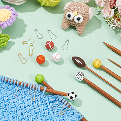 8Pcs 8 Styles Sports Silicone Beads Knitting Needle Protectors/Knitting Needle Stoppers&nbsp;DIY-NB0010-34