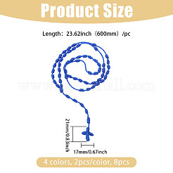 8Pcs 4 Colors Nylon Cross Pendant Rosary Bead Necklaces&nbsp;DOLL-CA0001-03