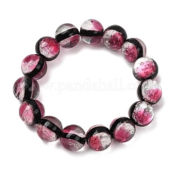 14MM Luminous Handmade Foil Glass Round Beaded Stretch Bracelets&nbsp;LA-CBA41F9-01C