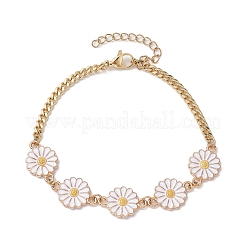 4Pcs 4 Styles Daisy Flower Alloy Enamel Charm Bracelet Sets&nbsp;BJEW-JB10546