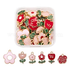 36Pcs 6 Style Light Gold Alloy Enamel Pendants&nbsp;ENAM-LS0001-71
