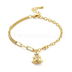 Brass Micro Pave Clear Cubic Zirconia Charm Bracelets&nbsp;BJEW-U020-19G