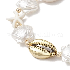 Natural Mixed Cowrie Shell Bead Braided Bead Bracelets&nbsp;BJEW-JB11862-03