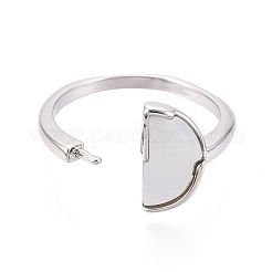 Half Round Shape Brass Shell Cuff Ring Settings&nbsp;KK-T076-64P