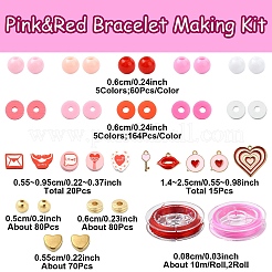 Valentine's Day DIY Polymer Clay Beads & Alloy Enamel Charm Stretch Bracelets Making Kits&nbsp;DIY-YW0012-66