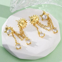 Brass Micro Pave Clear Cubic Zirconia Stud Earrings&nbsp;EJEW-H158-24G