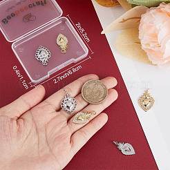 8Pcs 4 Style Rack Plating Brass Micro Pave Cubic Zirconia Pendants&nbsp;KK-BBC0005-80