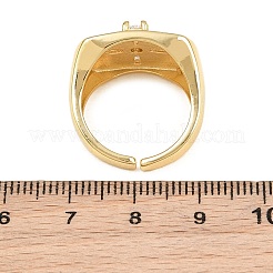 Brass Micro Pave Clear Cubic Zirconia Cuff Open Rings&nbsp;KK-CBA960E-21G
