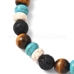 Synthetic Turquoise & Natural Lava Rock Stretch Bracelets&nbsp;BJEW-JB12638