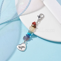 Mother's Day Alloy Heart with Word Mom Pendant Decoration&nbsp;HJEW-JM01417