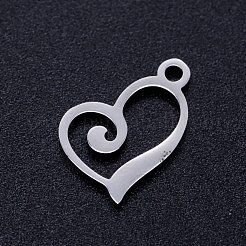Non-Tarnish 304 Stainless Steel Heart Charms&nbsp;A-STAS-Q201-JN320-1