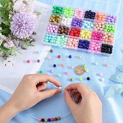 600Pcs 24 Color Opaque Acrylic Beads Sets&nbsp;MACR-SP0001-50B