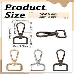 6Pcs 3 Colors Alloy Swivel Clasps&nbsp;FIND-LP0003-83