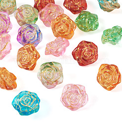 20Pcs Baking Paint and Golden Metal Enlaced Glass Beads&nbsp;DGLA-TA0001-57