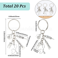 20Pcs Tibetan Style Alloy Keychains&nbsp;KEYC-SC0002-08