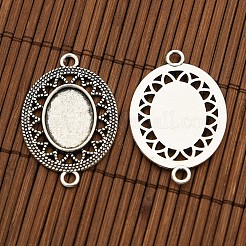 Tibetan Style Alloy Connector Cabochon Bezel Settings and Oval Transparent Glass Cabochons&nbsp;DIY-X0206-AS