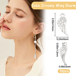 10Pcs Brass Micro Pave Clear Cubic Zirconia Charms&nbsp;KK-BBC0026-21