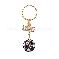 Football Glass Seed Bead Beaded Keychains&nbsp;KEYC-MZ00035