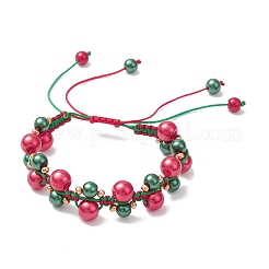 Christmas Glass Pearl Beaded Braided Beade Bracelets for Women&nbsp;BJEW-MZ00254