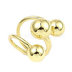 Rack Plating Brass Round Ball Beded Open Cuff Rings&nbsp;RJEW-D009-02G