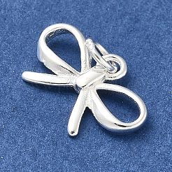 925 Sterling Silver Bowknot Charms with Jump Rings and 925 Stamp&nbsp;STER-R002-01S