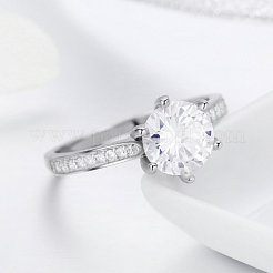 Anti-Tarnish Rhodium Plated 925 Sterling Silver Couple Rings&nbsp;RJEW-FF0007-20P-16mm