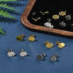 16Pcs 2 Colors 201 Stainless Steel Stud Earring Findings with Hole&nbsp;EJEW-FS0001-20
