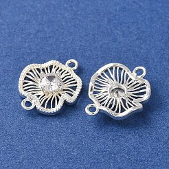 Brass Pave Clear Cubic Zirconia Connector Charms&nbsp;CU-CBAEC99-11S