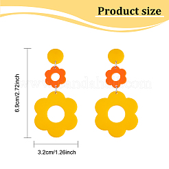 3 Pairs 3 Colors Acrylic Flower Dangle Stud Earrings&nbsp;EJEW-AN0001-36