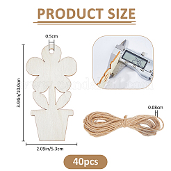 40Pcs Flower DIY Painting Materials Wood Pendants&nbsp;DIY-FH0010-96