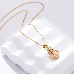 304 Stainless Steel Crystal Rhinestone Anchor Pendant Necklaces&nbsp;LS-NJEW-Z057-01B-G