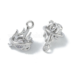 Brass Micro Pave Clear Cubic Zirconia Pendants&nbsp;KK-H482-08P