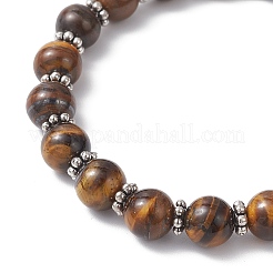Natural Tiger Eye Cross Charm Bracelets&nbsp;BJEW-JB12259-03
