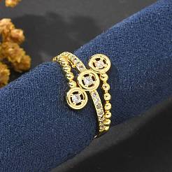 Brass Micro Pave Clear Cubic Zirconia Cuff Rings&nbsp;RJEW-M029-02G