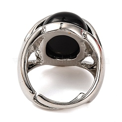 Oval Natural Obsidian Finger Ring&nbsp;G-Q184-06B-P