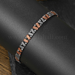 Synthetic Non-magnetic Hematite Beaded Stretch Bracelets for Men&nbsp;WG36233-02