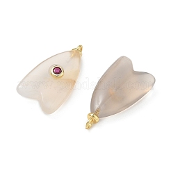 Brass & Natural Grey Agate & Cubic Zirconia Pendants&nbsp;GG-CBAD360-20G-09
