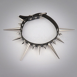 Gothic Style Alloy Spiked Rivet Imitation Leather Choker Necklaces&nbsp;FS-WGF47C0-01