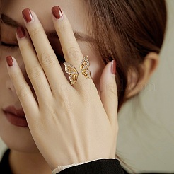 Butterfly Clear Cubic Zirconia Cuff Ring&nbsp;RJEW-SZ0001-13