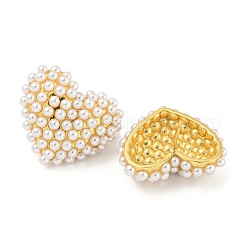 Rack Plating Brass & ABS Plastic Imitation Pearl Stud Earrings&nbsp;EJEW-N055-03A-G-RS