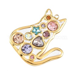 304 Stainless Steel Enamel with Rhinestone Pendants&nbsp;STAS-Z186-11G-02