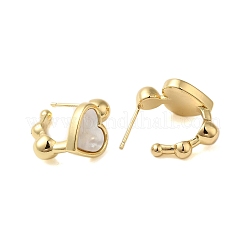 Shell Heart Stud Earrings&nbsp;EJEW-K287-01G-B