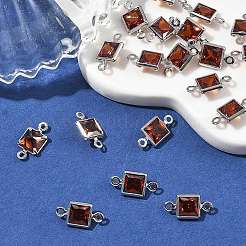 SHEGRACE Brass Pave Cubic Zirconia Square Connector Charms&nbsp;XGRQ2O169-440B-P