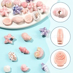 28Pcs 13 Styles Ocean Theme Handmade Porcelain Beads&nbsp;PORC-FS0001-59